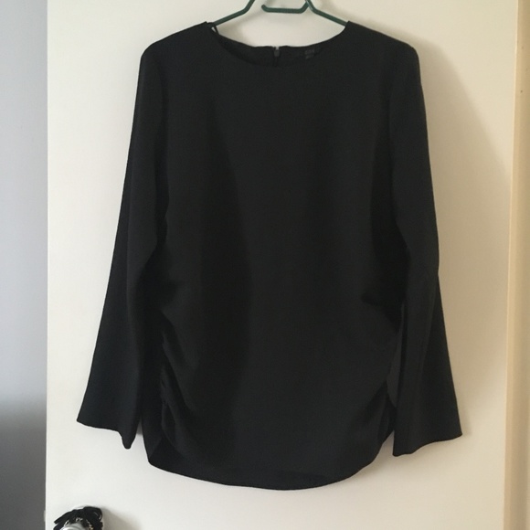 COS Black Textured Crepe Ruched Sides Blouse 12 - Picture 3 of 6